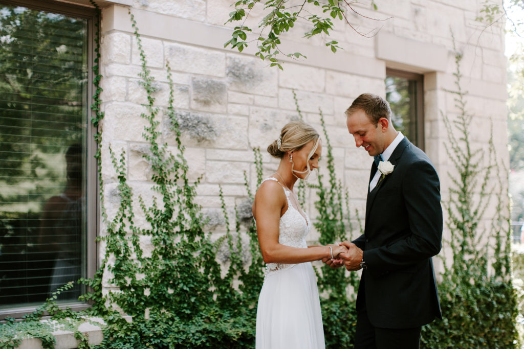 bride and groom- first look